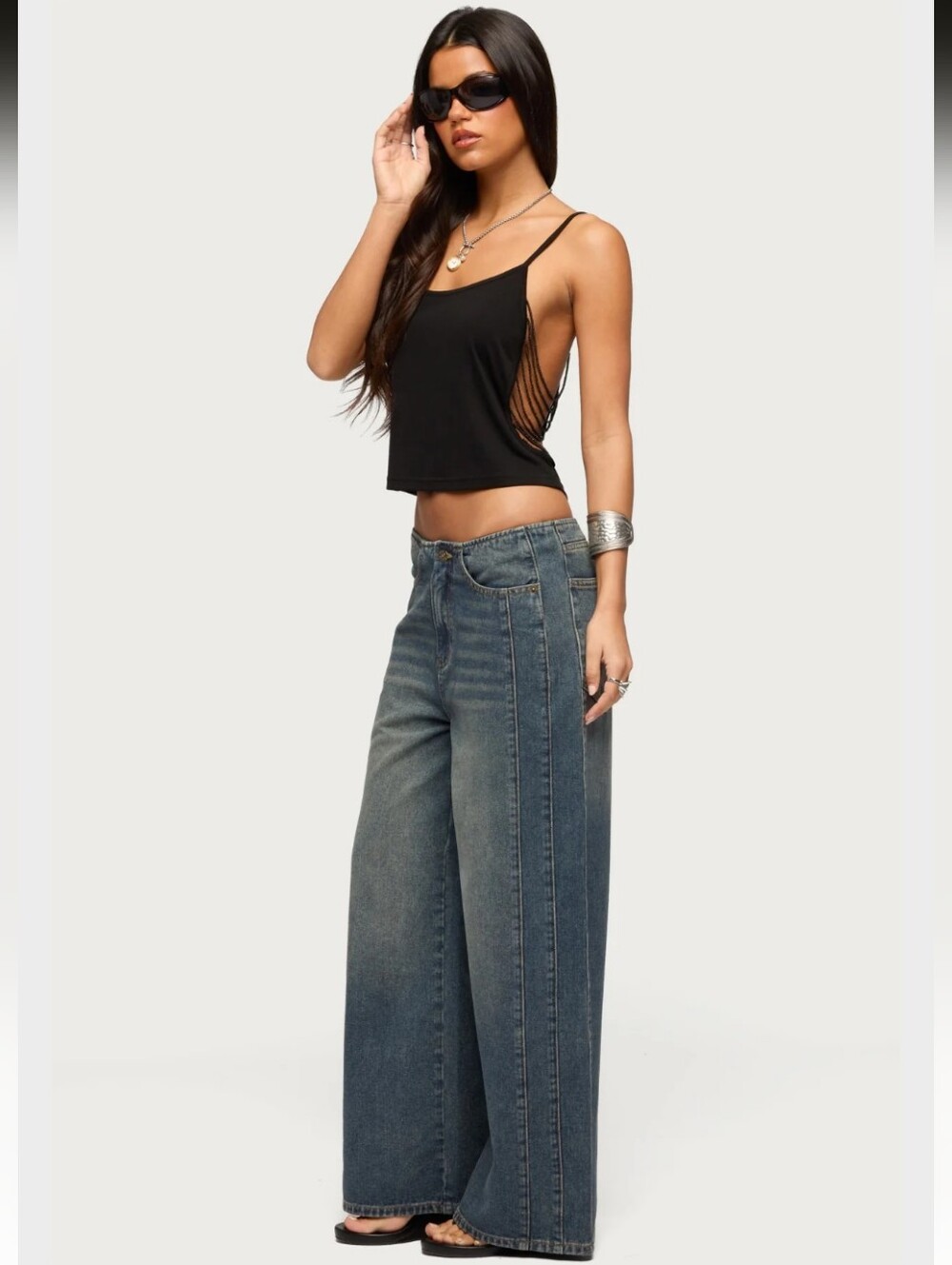 Edikted Donia Cutout Beaded String Tank Top- S